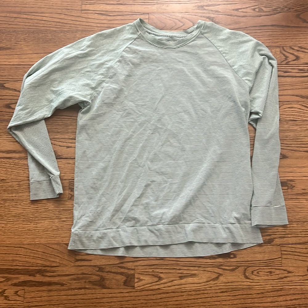 Bonobos slim fit long sleeve tee green and white stripes size large